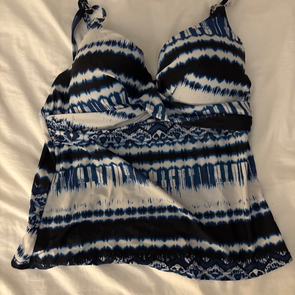 Blue and white bathing suit top